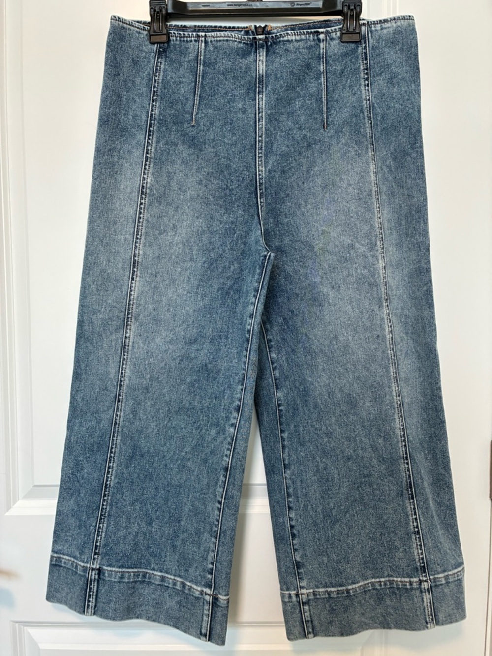 White House Black Market Light Blue High-Rise Denim Culottes